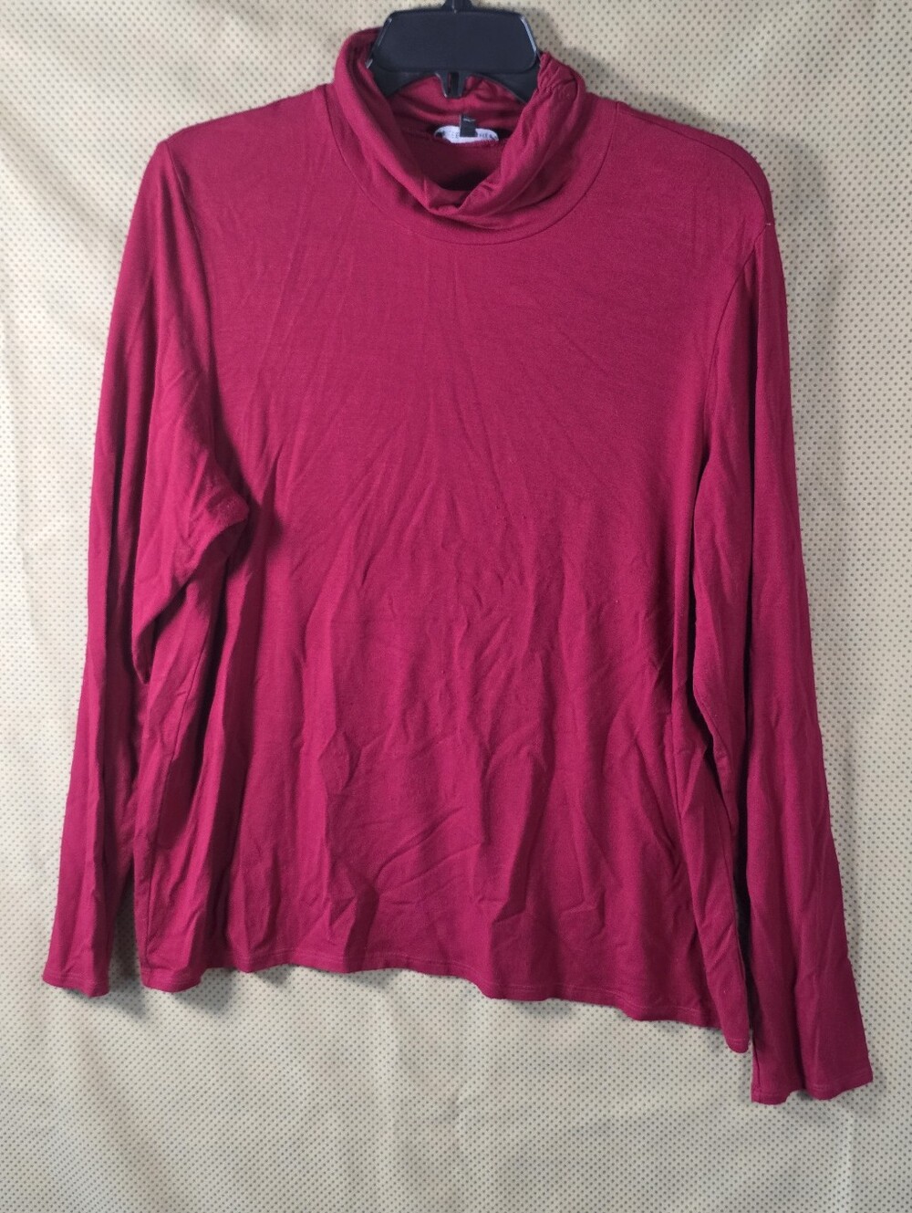 Eileen Fisher XL Red Cowl Neck Long Sleeve Stretch Rayon Top Made in USA Cozy